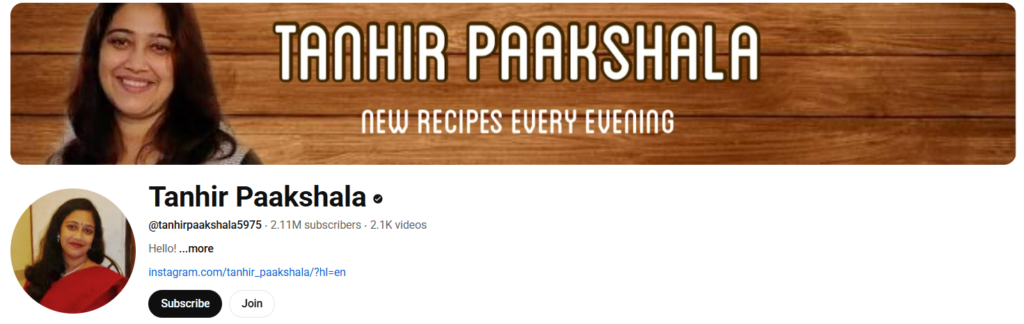 Cooking YouTube Channels india